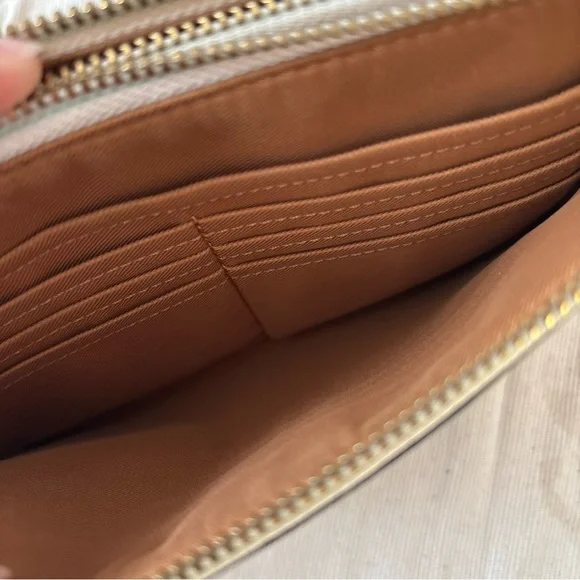 Coach Signature Brown Monogram Pouch Wristlet (No Strap) Double Zip Pouch 8x5” - Picture 8 of 8